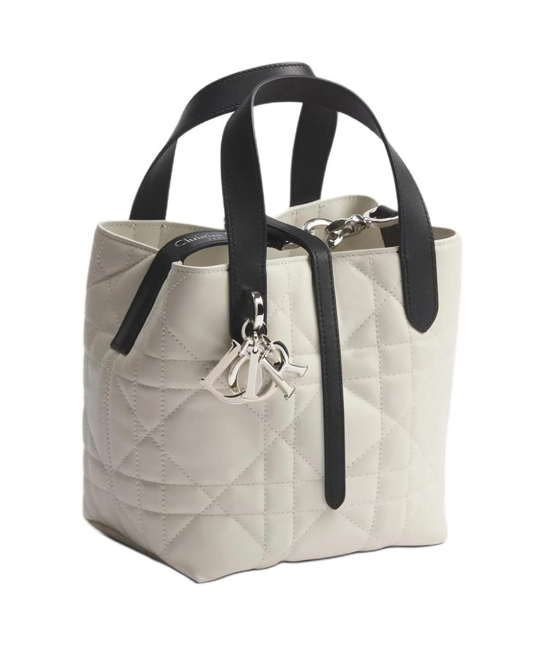 CHRISTIAN DIOR Белая кожаная сумка с короткими ручками, фото 4