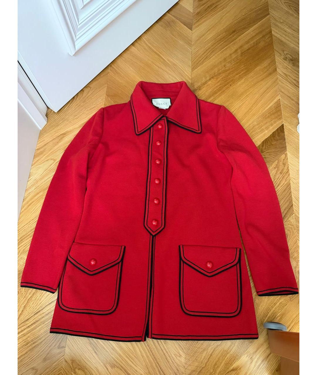 GUCCI Красный шерстяной жакет/пиджак, фото 5