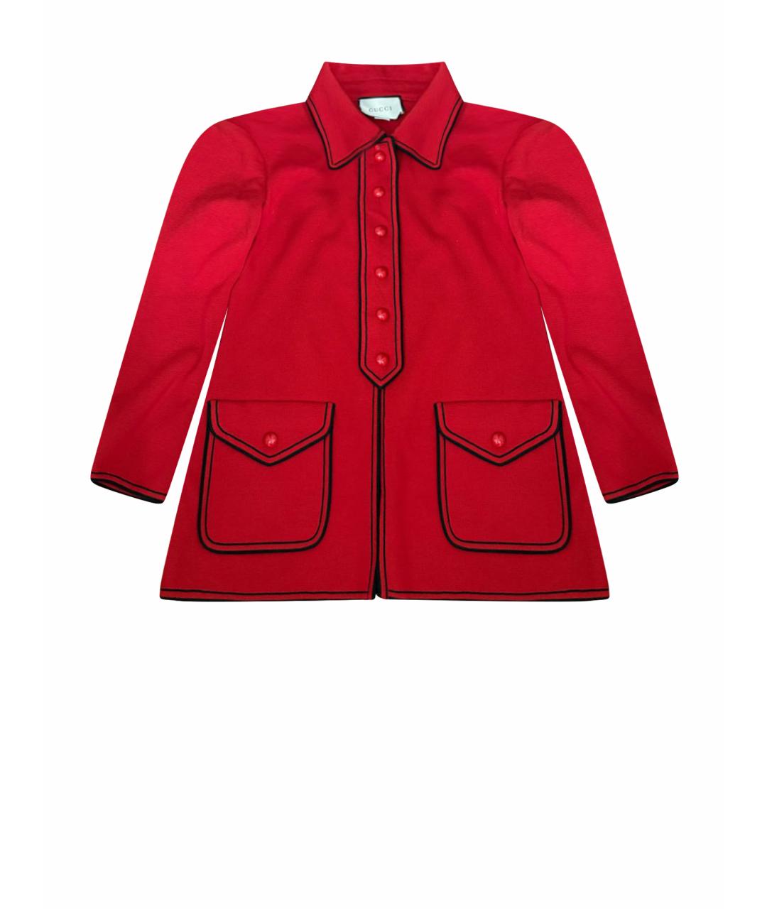 GUCCI Красный шерстяной жакет/пиджак, фото 1