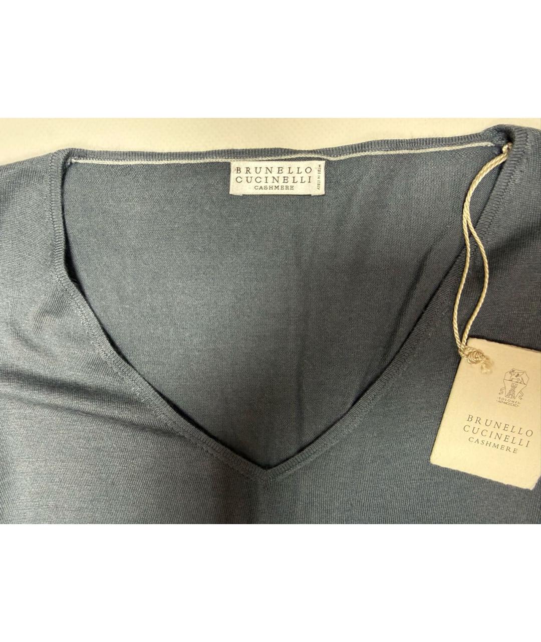 BRUNELLO CUCINELLI Синий кашемировый джемпер / свитер, фото 3