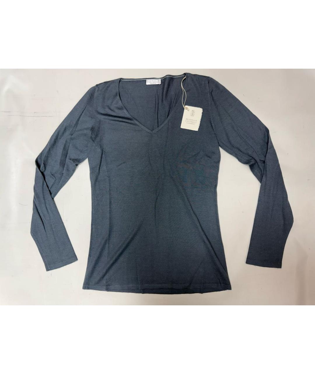 BRUNELLO CUCINELLI Синий кашемировый джемпер / свитер, фото 6