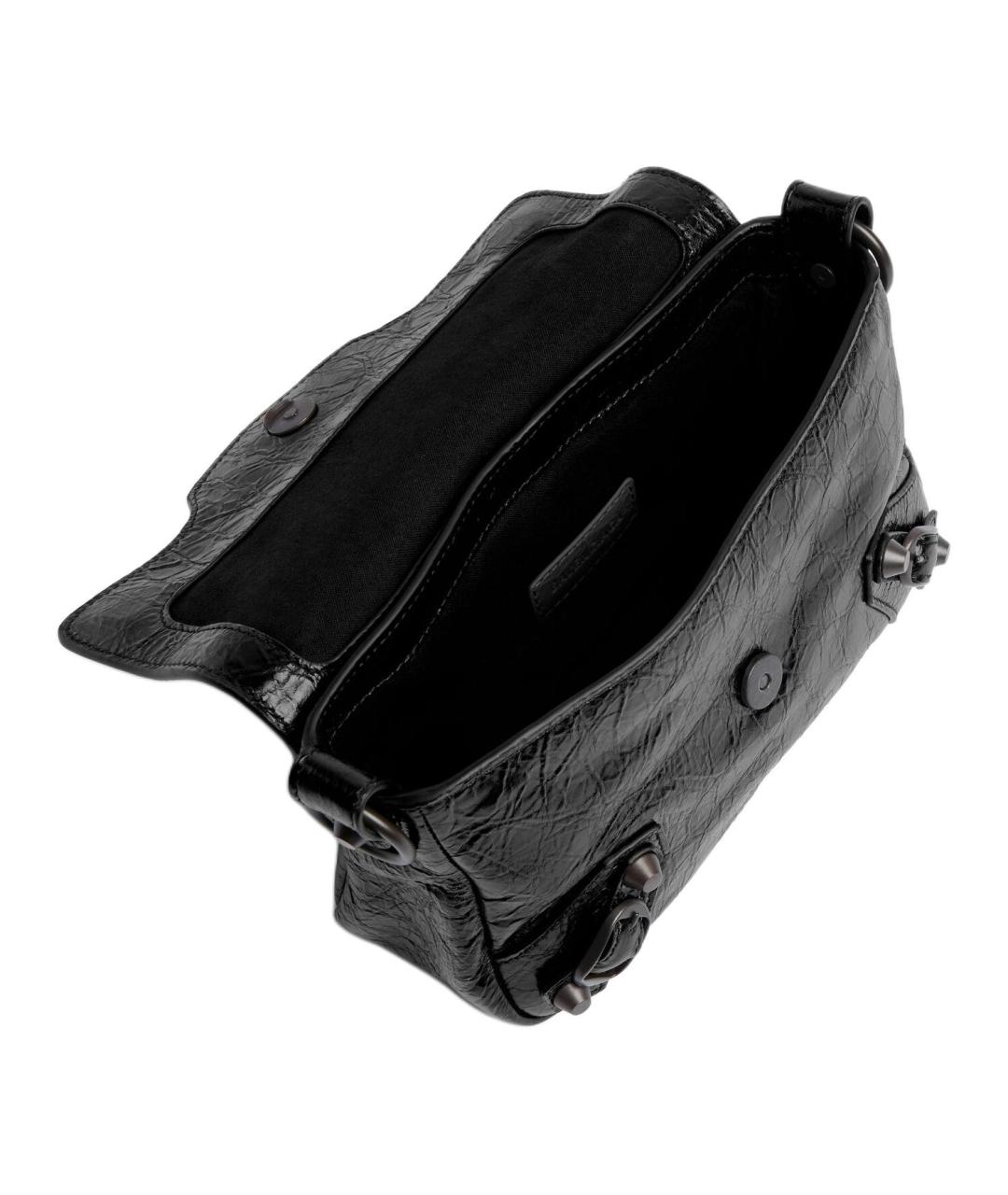 BALENCIAGA Черная кожаная сумка через плечо, фото 5