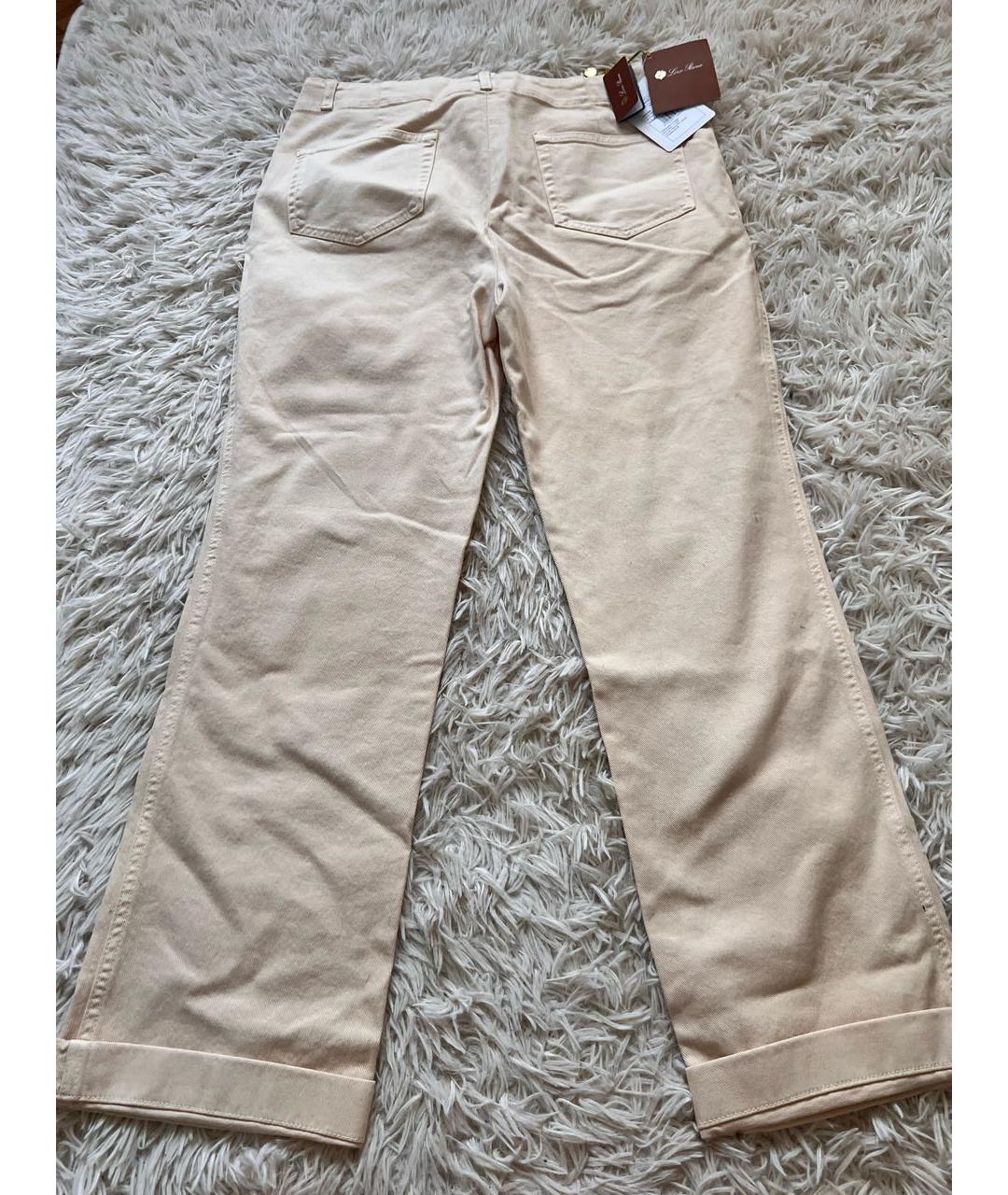 LORO PIANA Бежевые хлопковые прямые брюки, фото 2