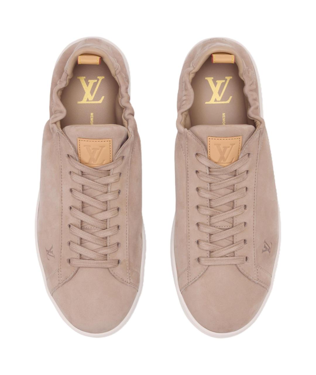 LOUIS VUITTON Бежевые кожаные низкие кроссовки / кеды, фото 3