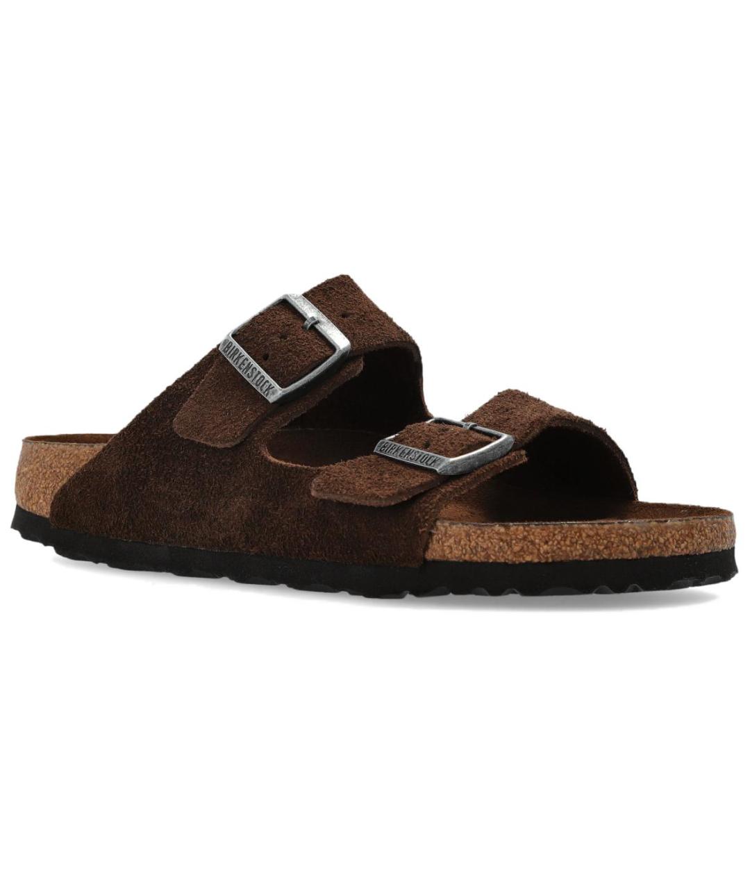 BIRKENSTOCK Коричневые замшевые шлепанцы, фото 3