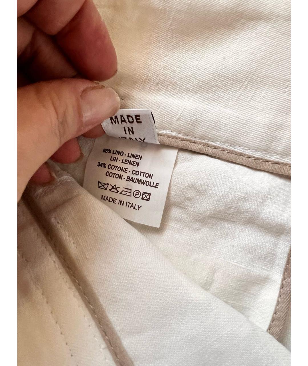 BRUNELLO CUCINELLI Бежевые льняные прямые брюки, фото 4