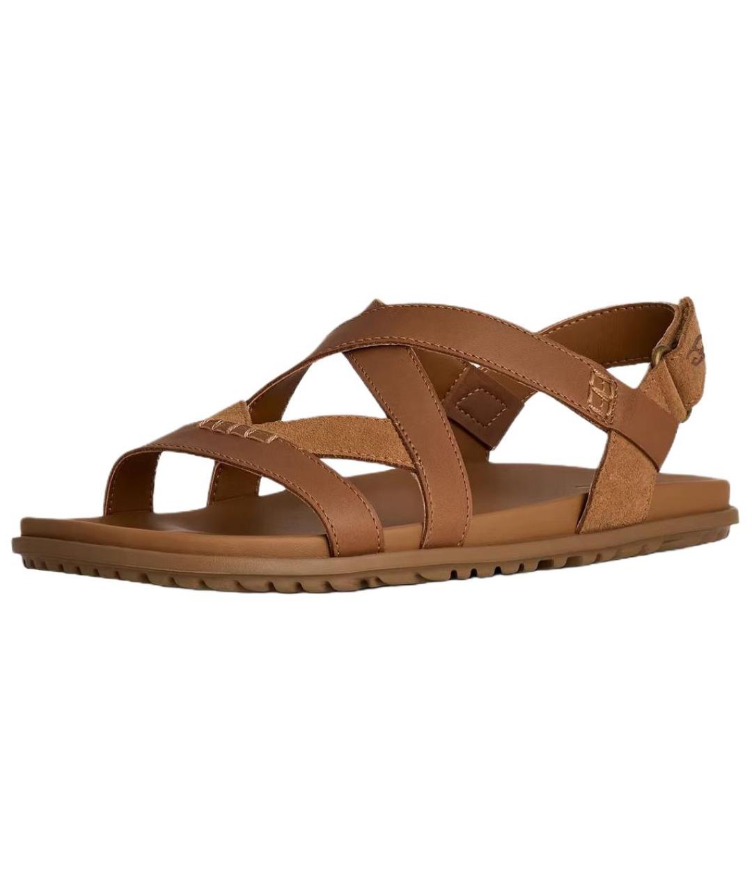 UGG AUSTRALIA Коричневые кожаные сандалии, фото 3