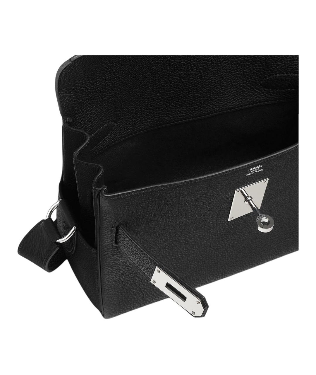 HERMES Черная кожаная сумка через плечо, фото 4