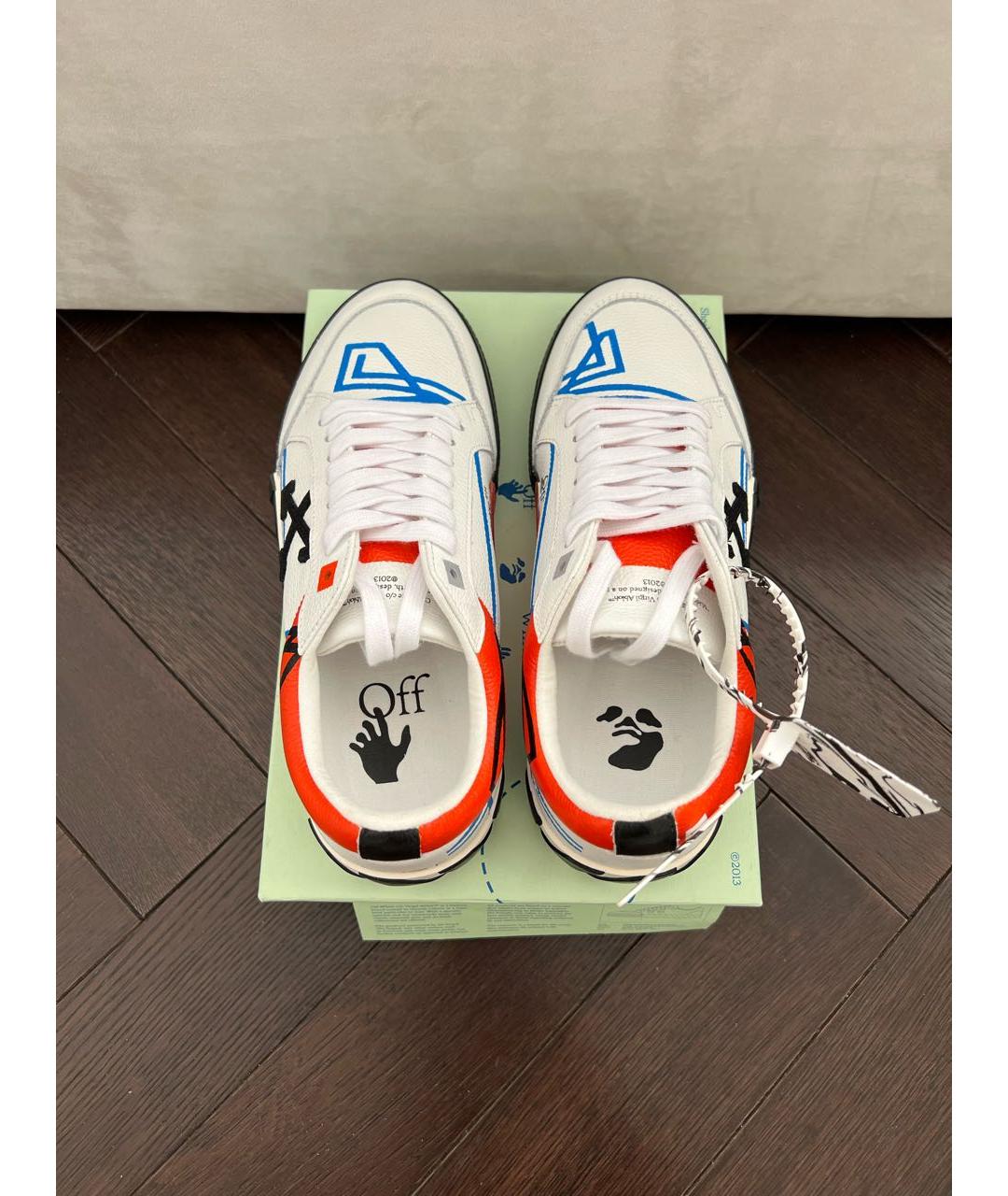 OFF-WHITE Белые кожаные низкие кроссовки / кеды, фото 2