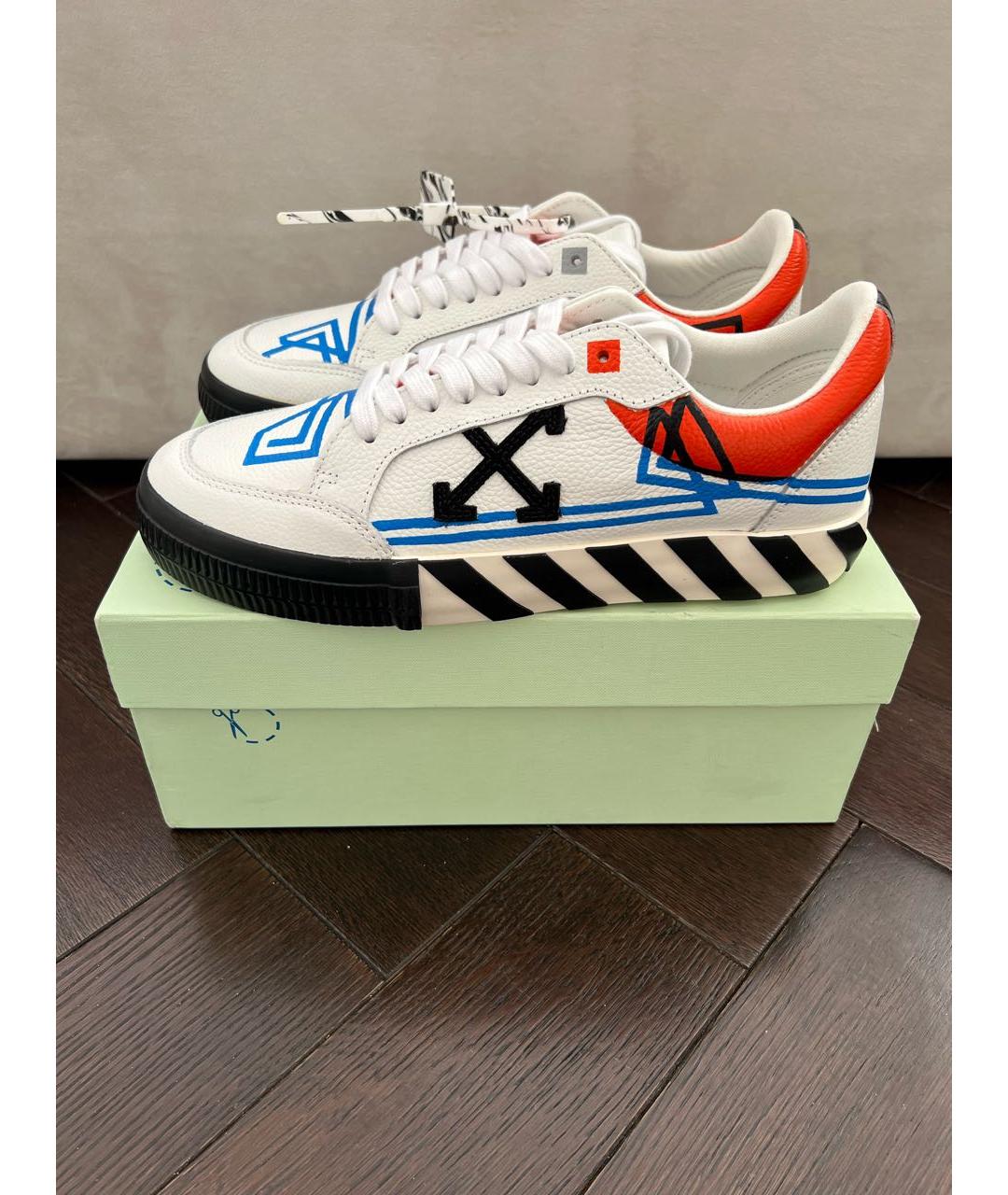 OFF-WHITE Белые кожаные низкие кроссовки / кеды, фото 8