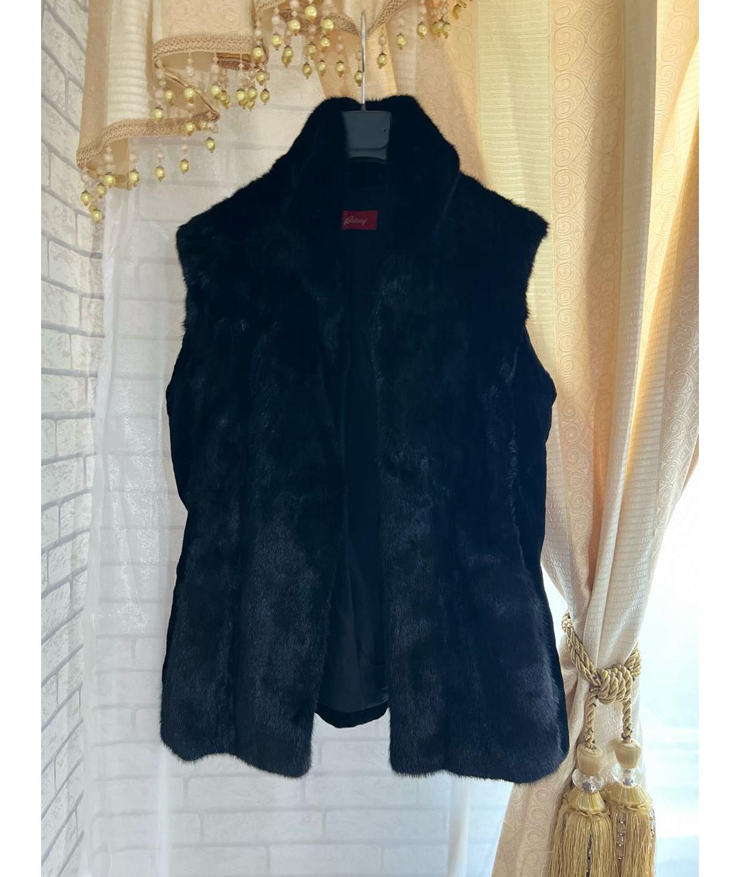 BRIONI Черный меховой жилет, фото 5