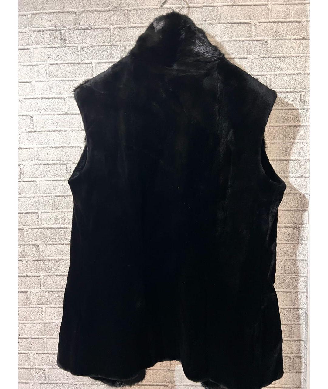 BRIONI Черный меховой жилет, фото 2