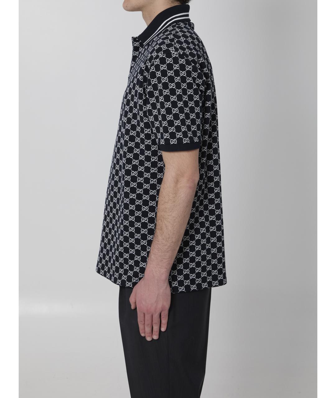 GUCCI Синее хлопковое поло с коротким рукавом, фото 3