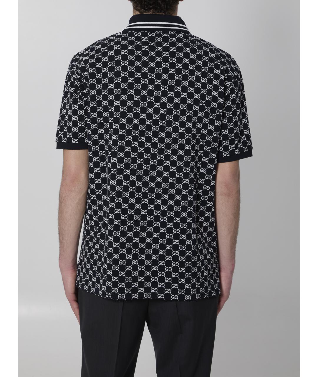 GUCCI Синее хлопковое поло с коротким рукавом, фото 4