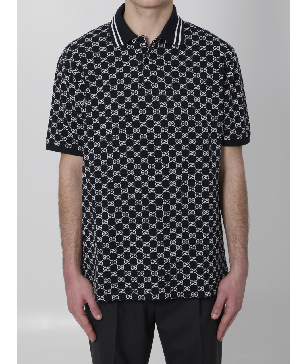 GUCCI Синее хлопковое поло с коротким рукавом, фото 5