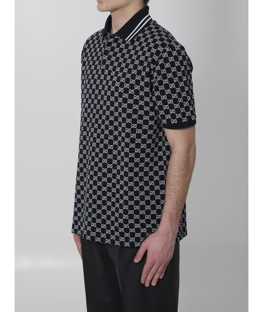 GUCCI Синее хлопковое поло с коротким рукавом, фото 2