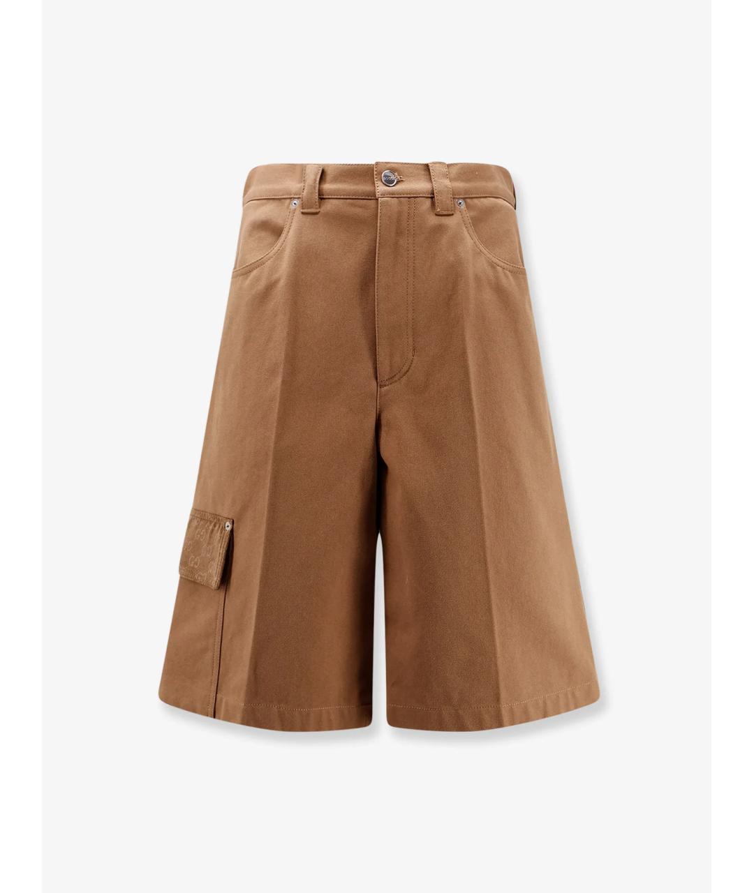 GUCCI Коричневые хлопковые шорты, фото 6