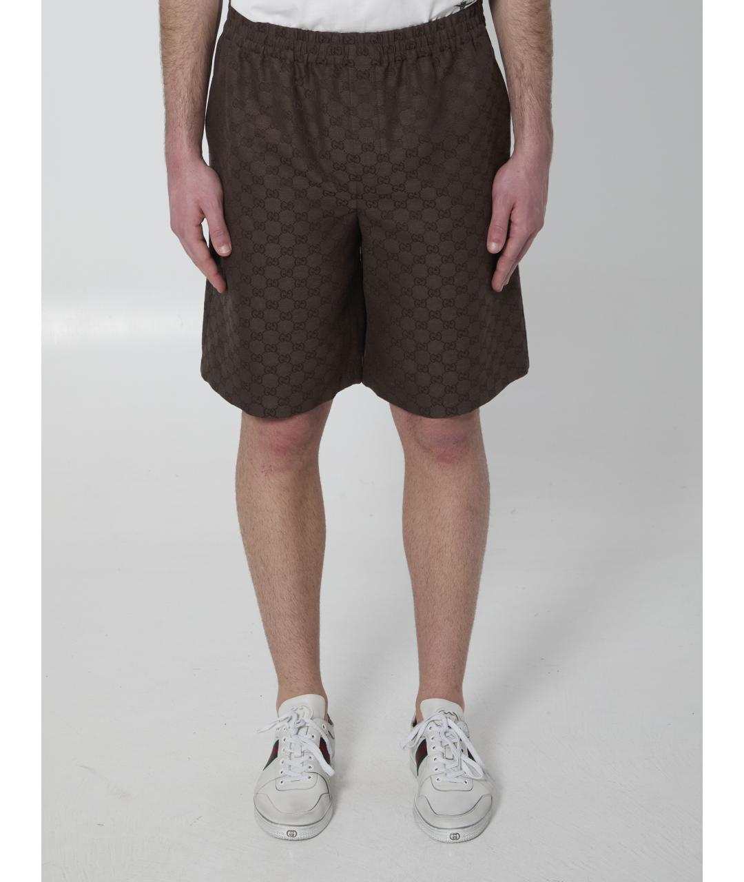 GUCCI Коричневые льняные шорты, фото 2