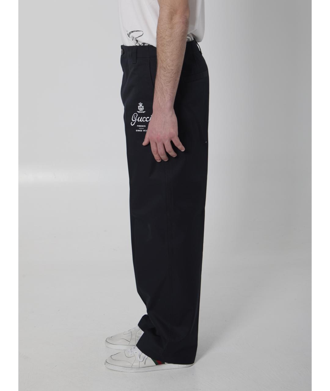 GUCCI Темно-синие хлопковые повседневные брюки, фото 3