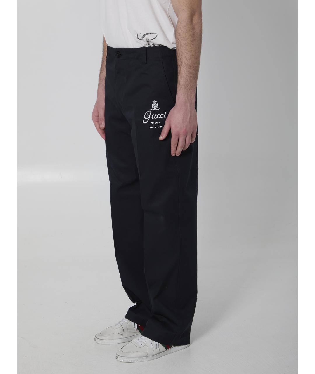 GUCCI Темно-синие хлопковые повседневные брюки, фото 2