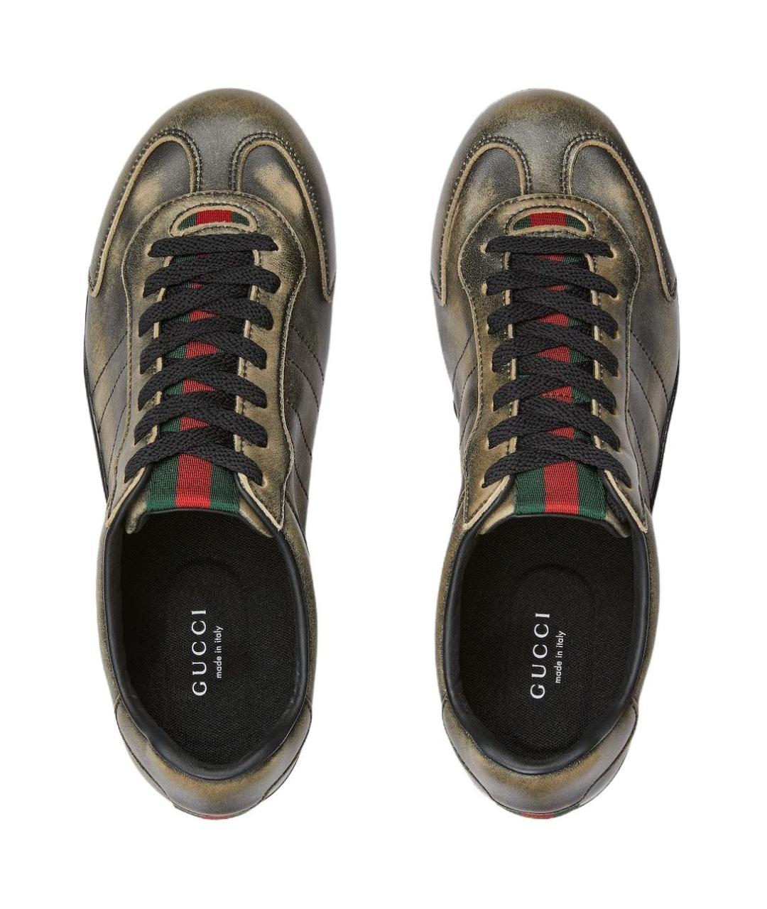 GUCCI Черные кожаные кроссовки, фото 4