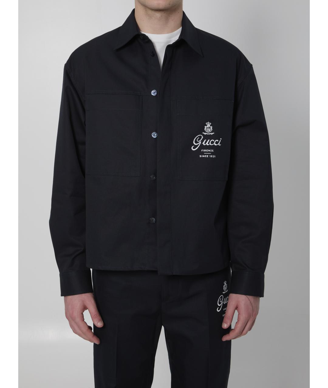 GUCCI Темно-синяя хлопковая куртка, фото 6