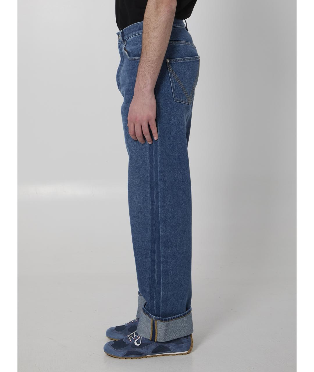 BOTTEGA VENETA Синие хлопковые прямые джинсы, фото 3