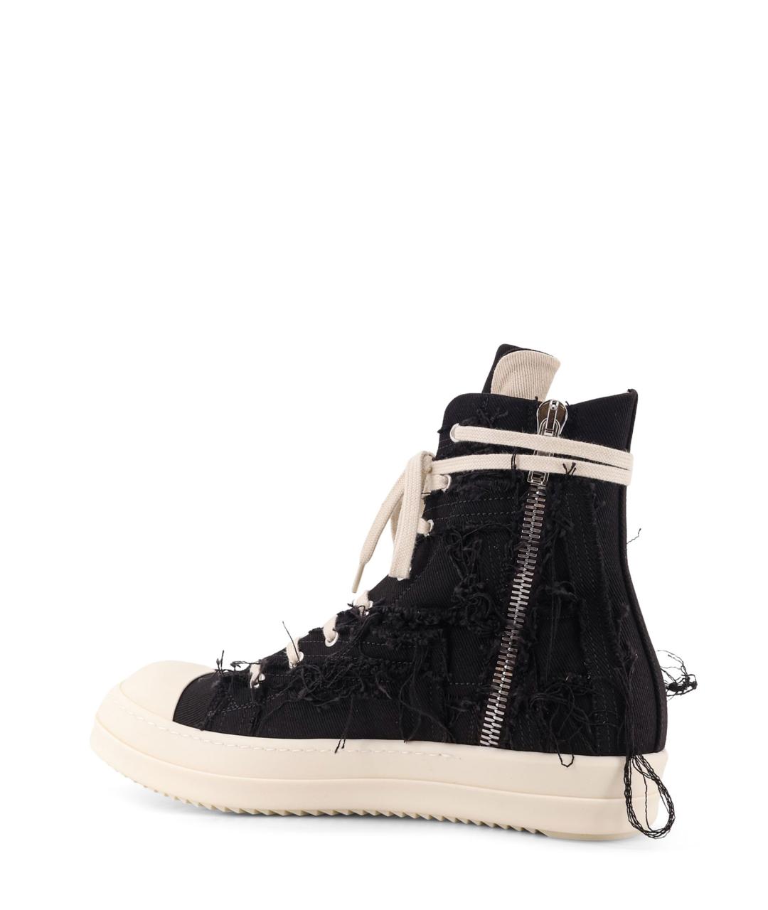 RICK OWENS DRKSHDW Черные текстильные высокие кроссовки / кеды, фото 3