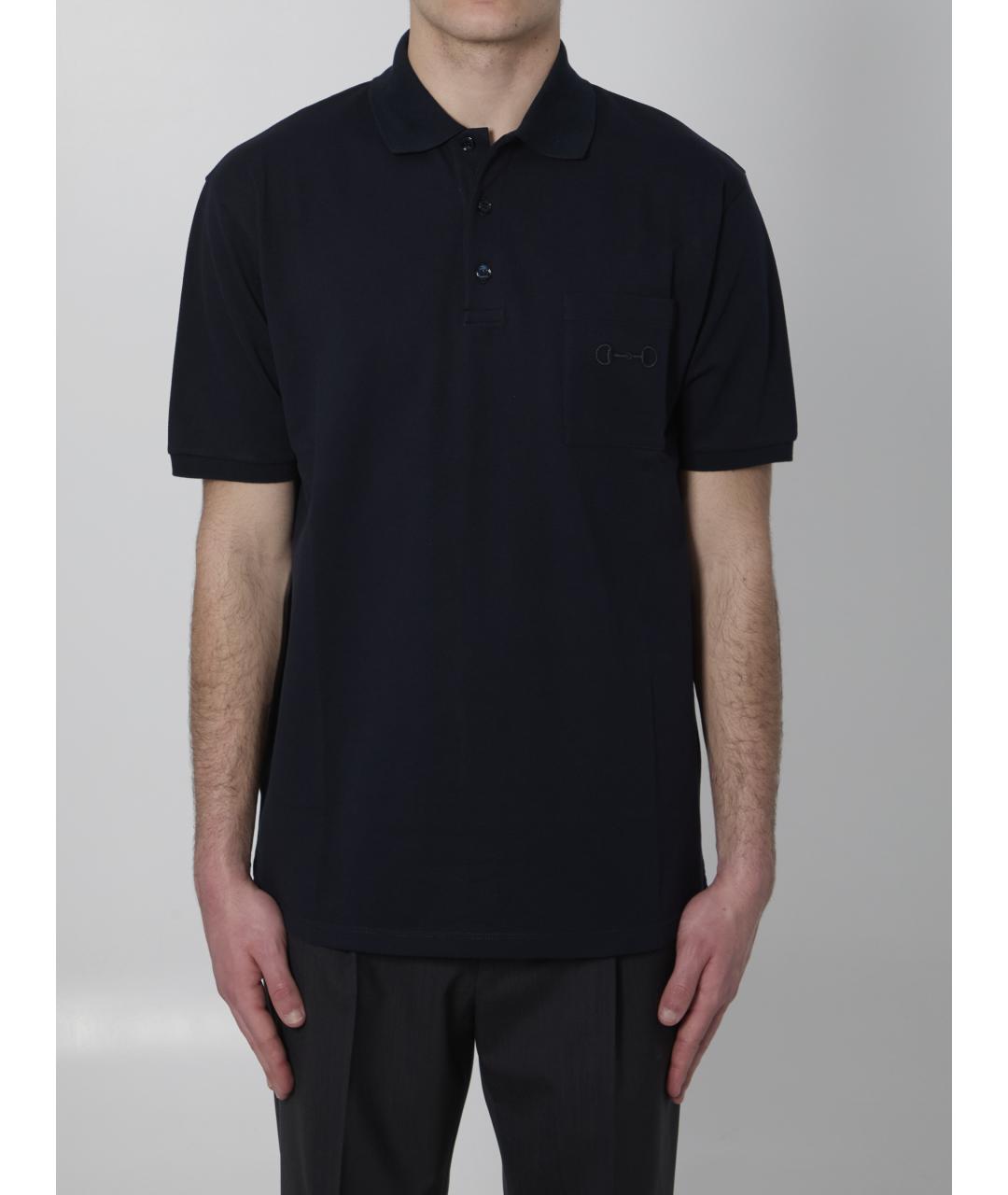 GUCCI Синее хлопковое поло с коротким рукавом, фото 5