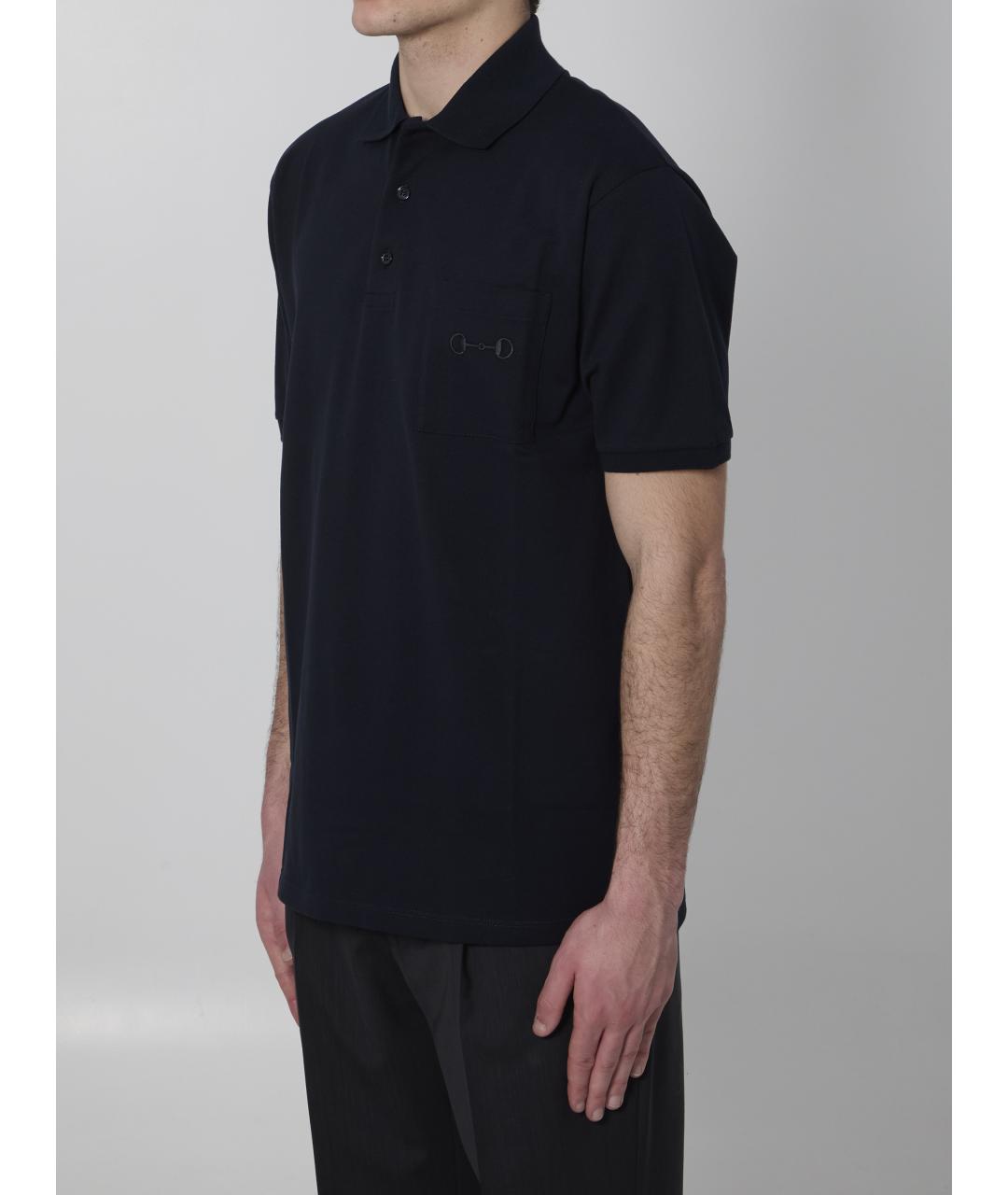 GUCCI Синее хлопковое поло с коротким рукавом, фото 2