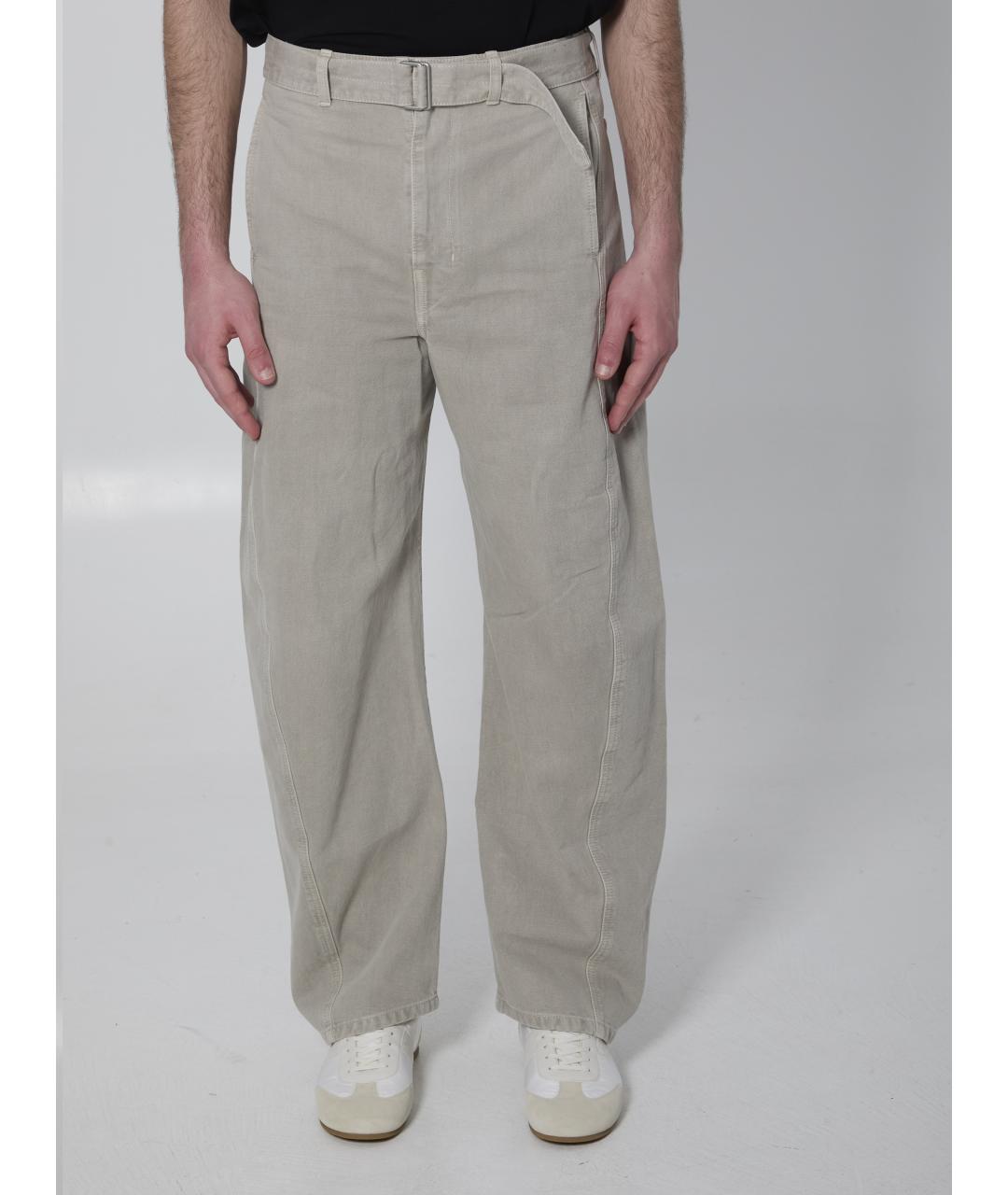 LEMAIRE Серые хлопковые прямые джинсы, фото 5