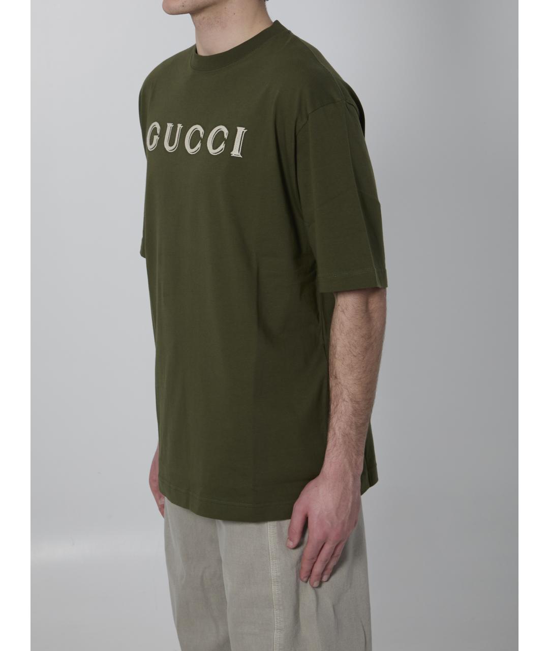 GUCCI Зеленая хлопковая футболка, фото 2
