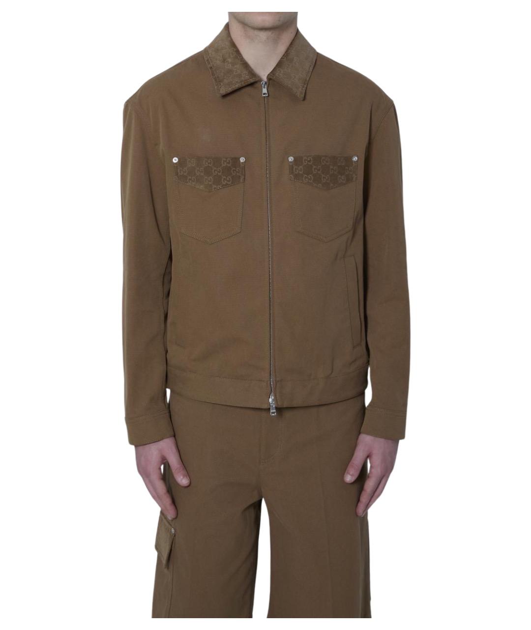 GUCCI Коричневая хлопковая куртка, фото 1