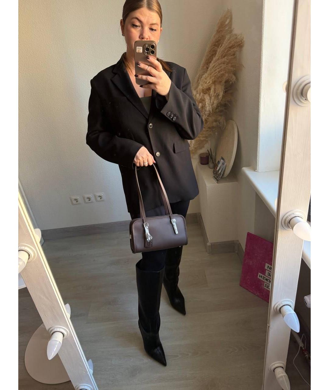 COACH Коричневая кожаная сумка с короткими ручками, фото 8