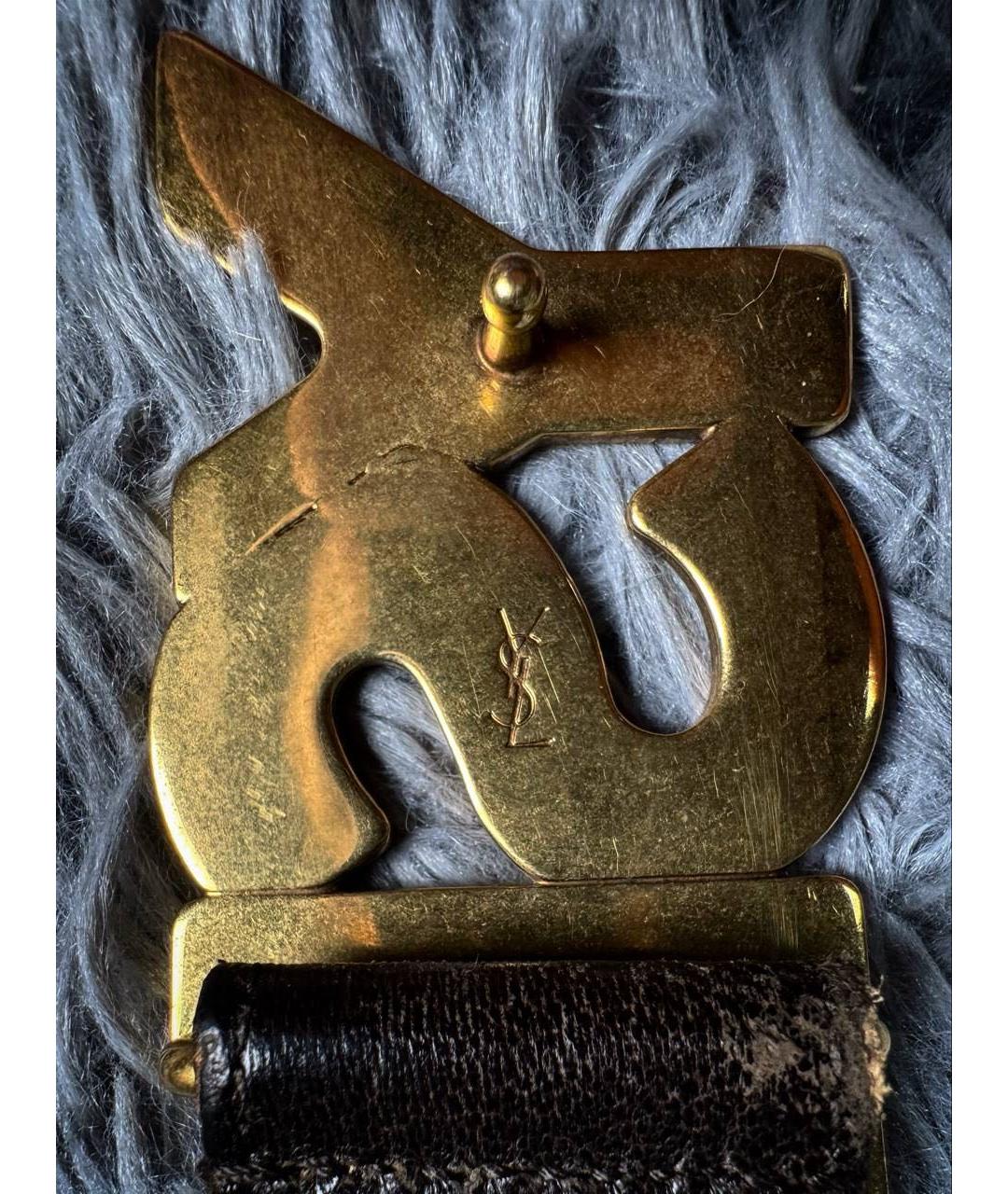 SAINT LAURENT Золотой кожаный ремень, фото 3