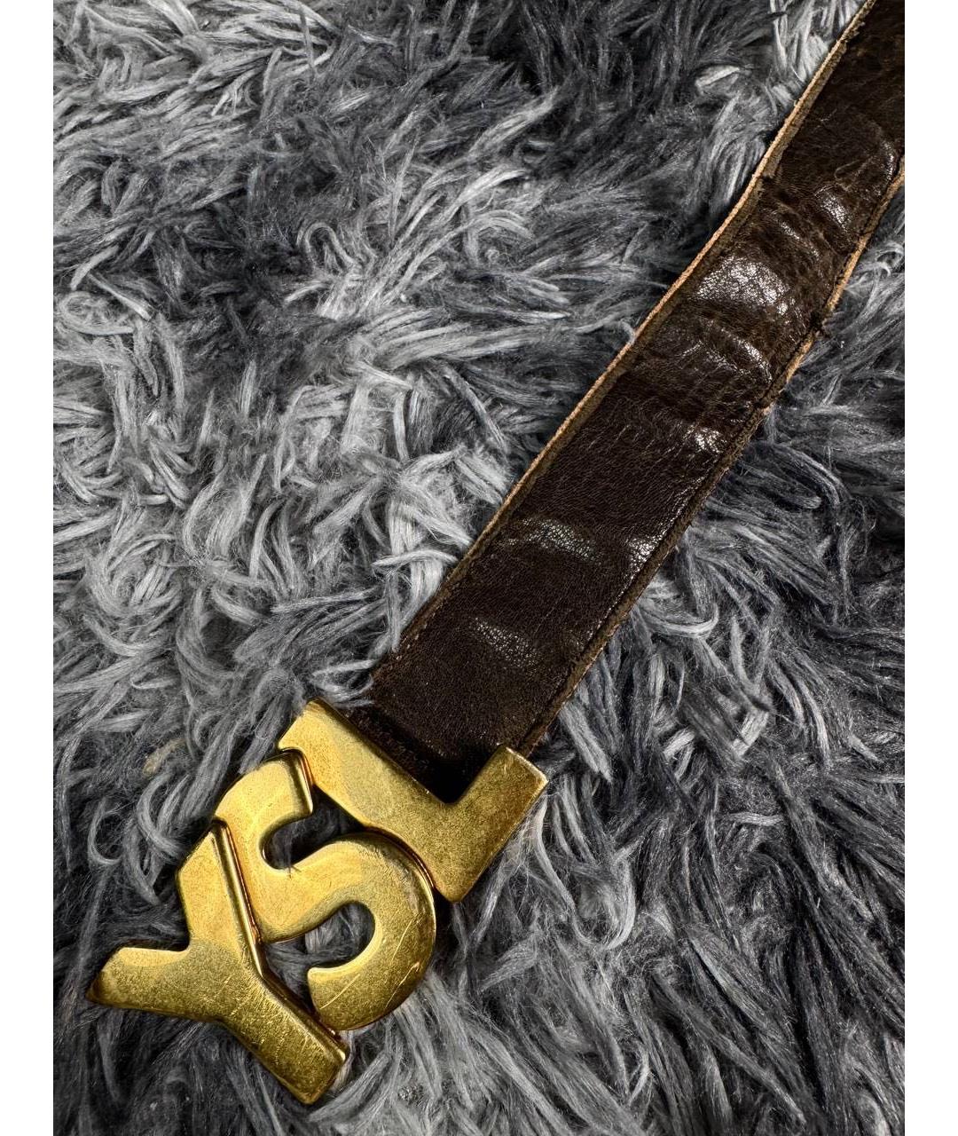 SAINT LAURENT Золотой кожаный ремень, фото 2