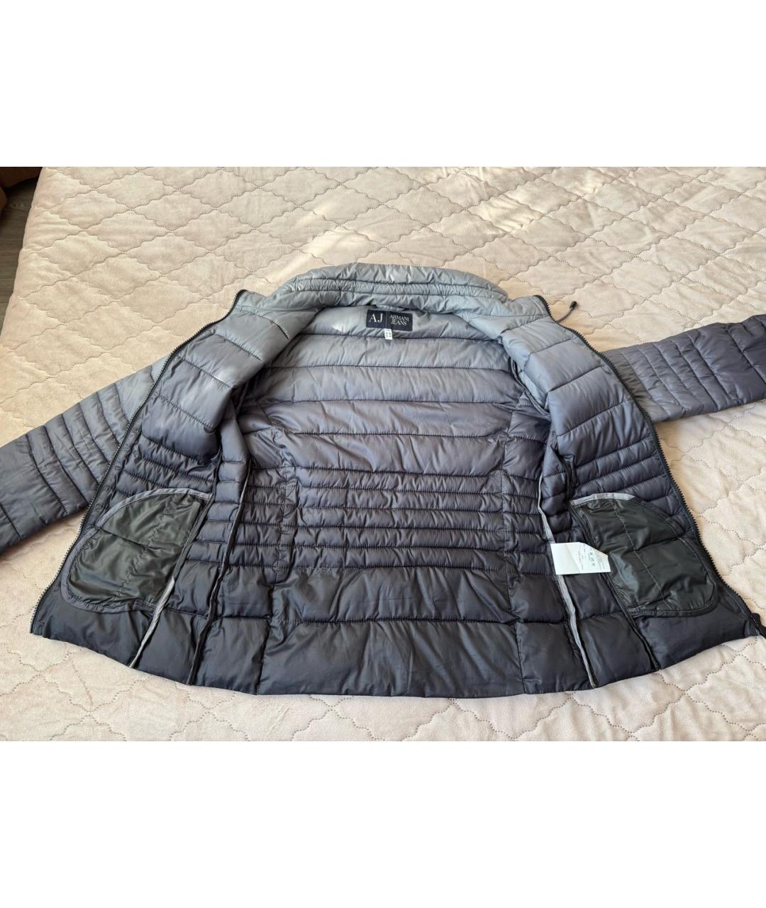 ARMANI JEANS Серая полиэстеровая куртка, фото 4