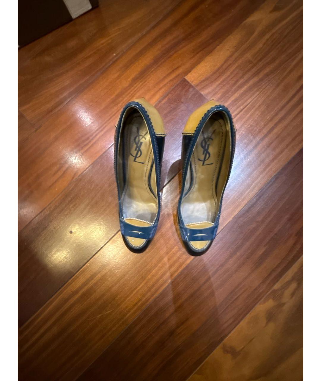 SAINT LAURENT Темно-синие кожаные туфли, фото 3