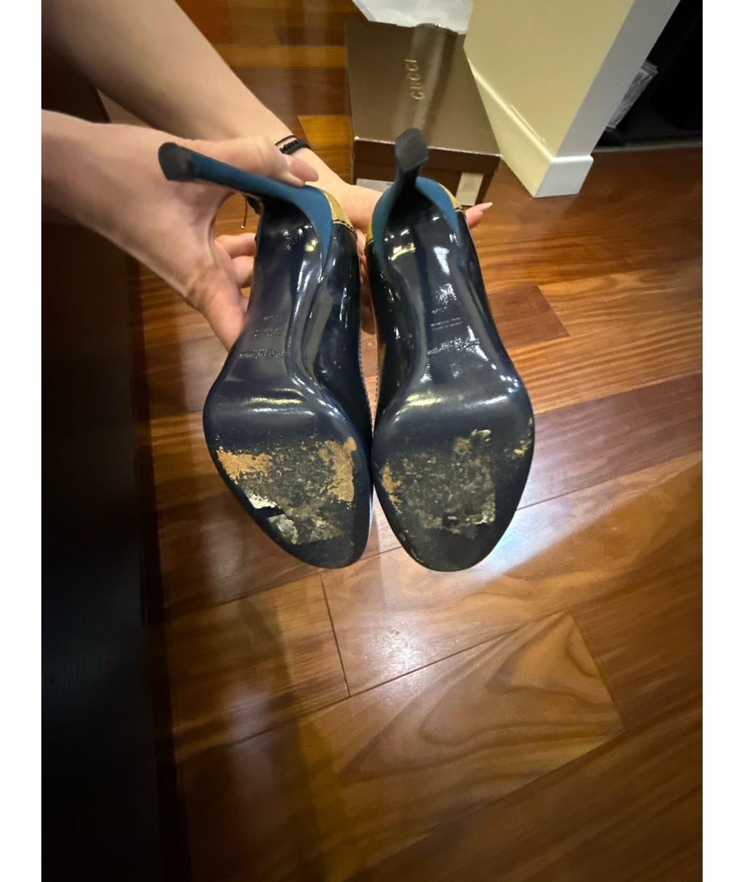 SAINT LAURENT Темно-синие кожаные туфли, фото 5