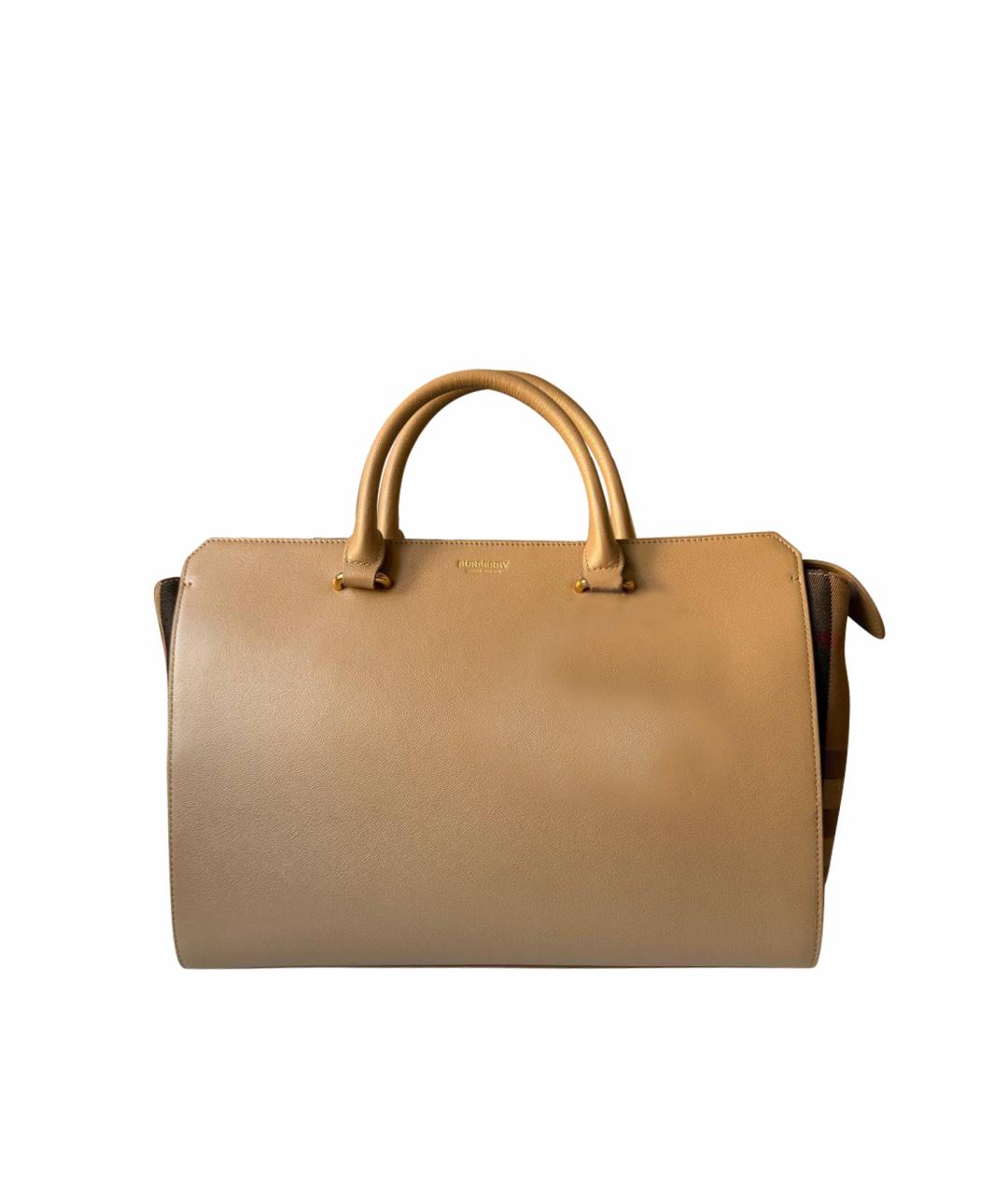 BURBERRY Бежевая кожаная сумка тоут, фото 1