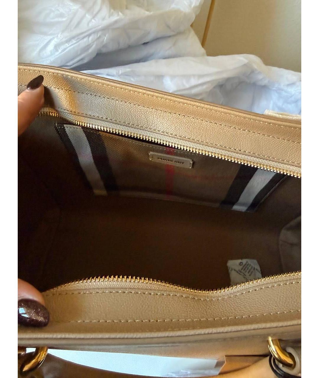 BURBERRY Бежевая кожаная сумка тоут, фото 2