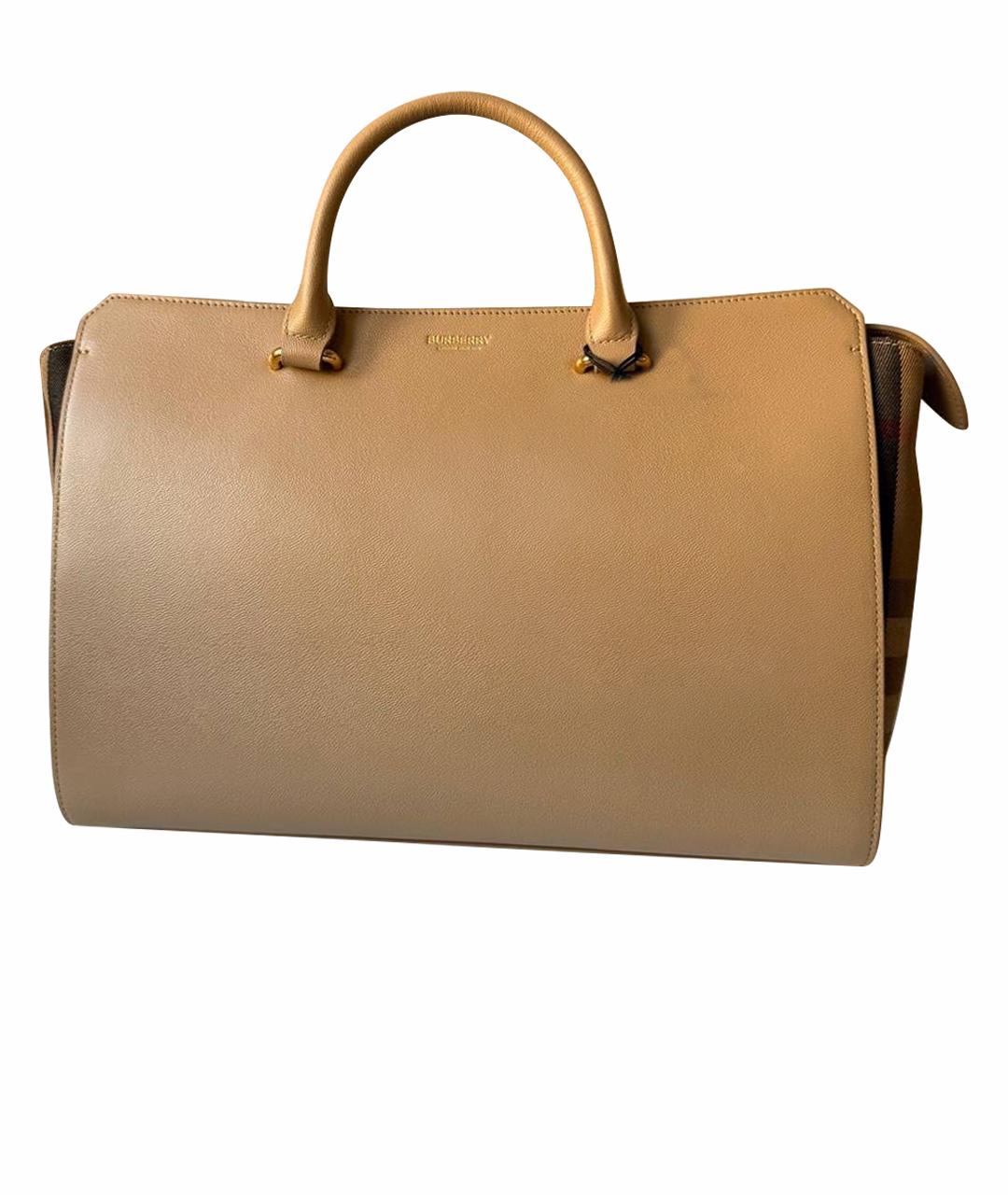 BURBERRY Бежевая кожаная сумка тоут, фото 8