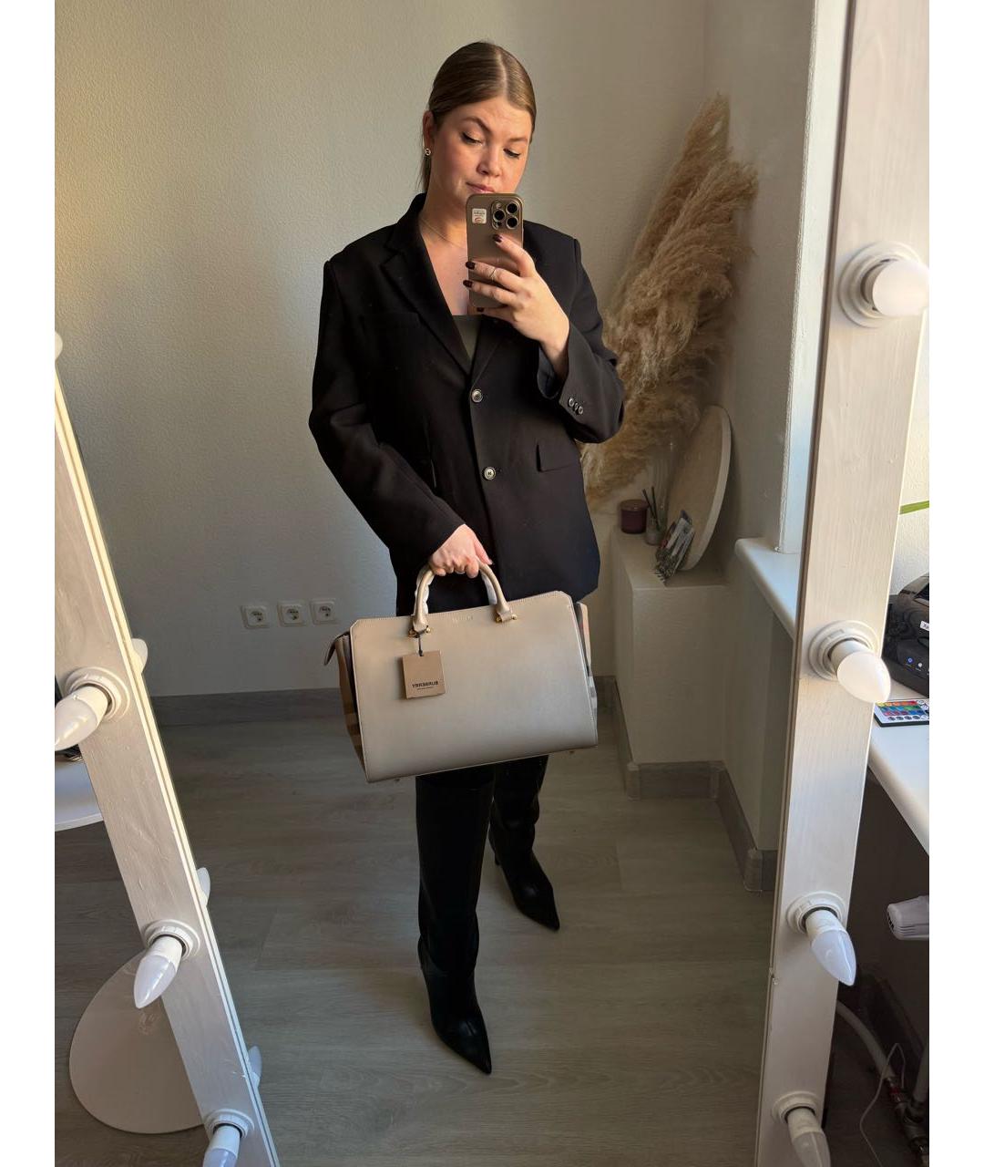 BURBERRY Бежевая кожаная сумка тоут, фото 5