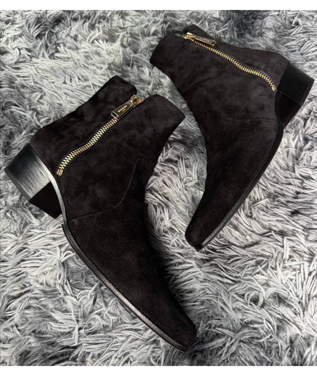 BALMAIN Черные высокие ботинки из искусственной кожи, фото 8