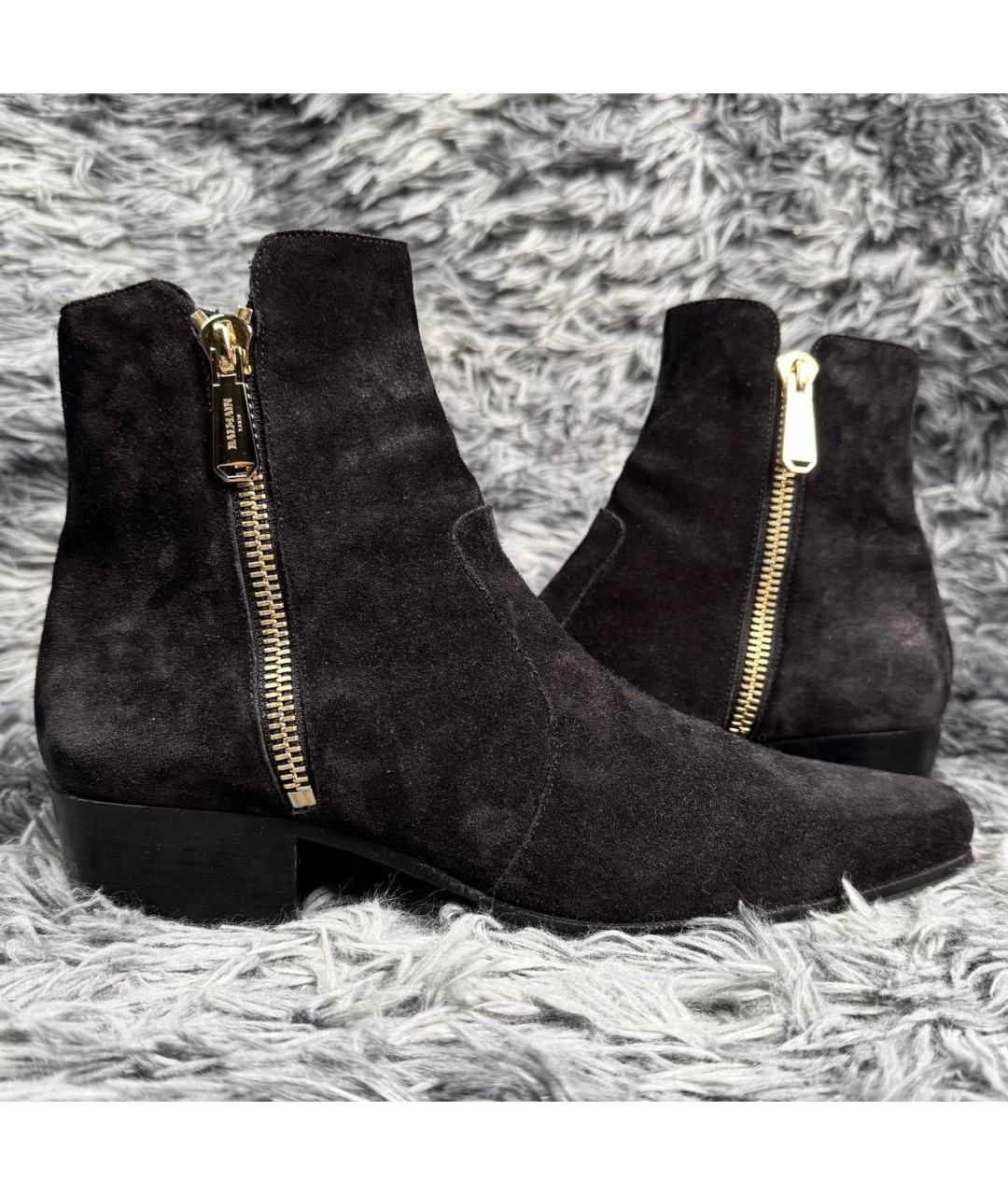 BALMAIN Черные высокие ботинки из искусственной кожи, фото 5