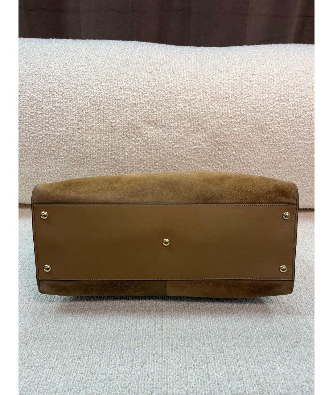 FENDI Коричневая замшевая сумка с короткими ручками, фото 8