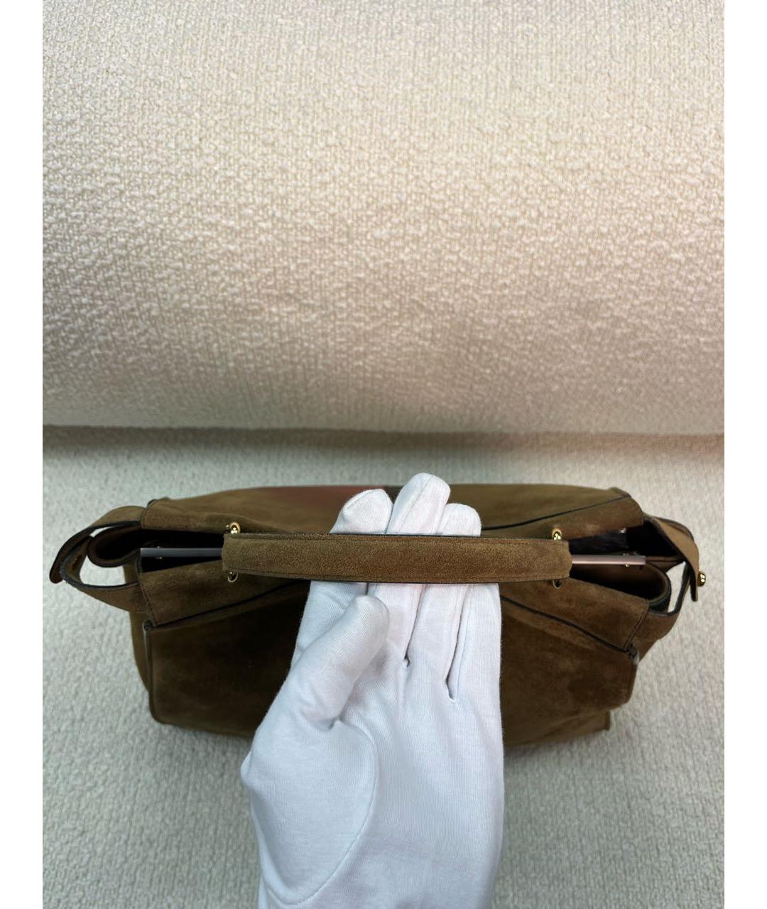 FENDI Коричневая замшевая сумка с короткими ручками, фото 9