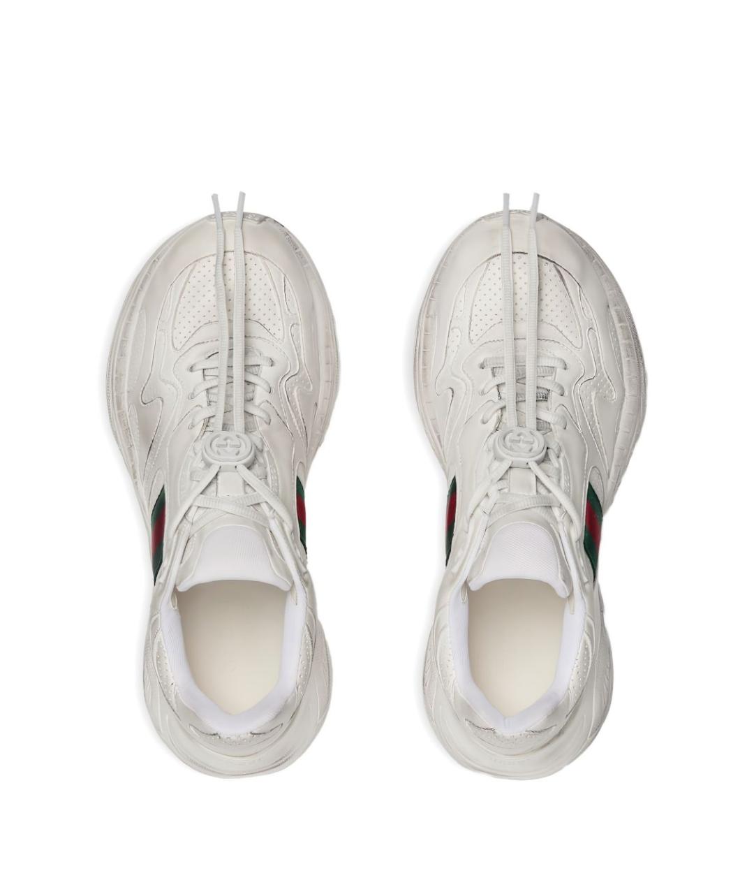 GUCCI Белые кожаные низкие кроссовки / кеды, фото 2