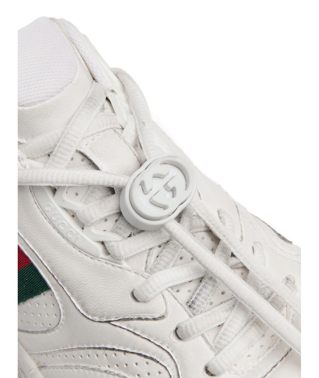 GUCCI Белые кожаные низкие кроссовки / кеды, фото 3