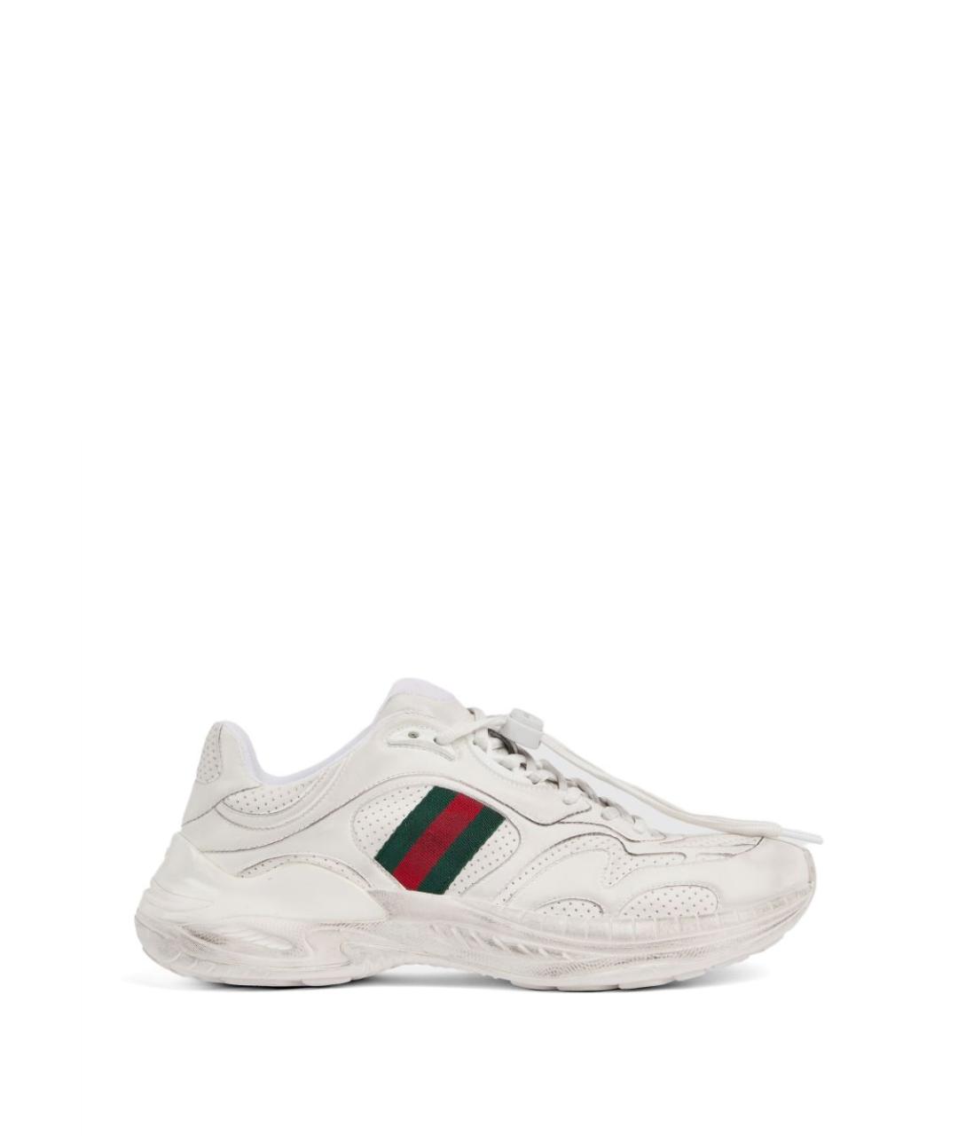 GUCCI Белые кожаные низкие кроссовки / кеды, фото 1